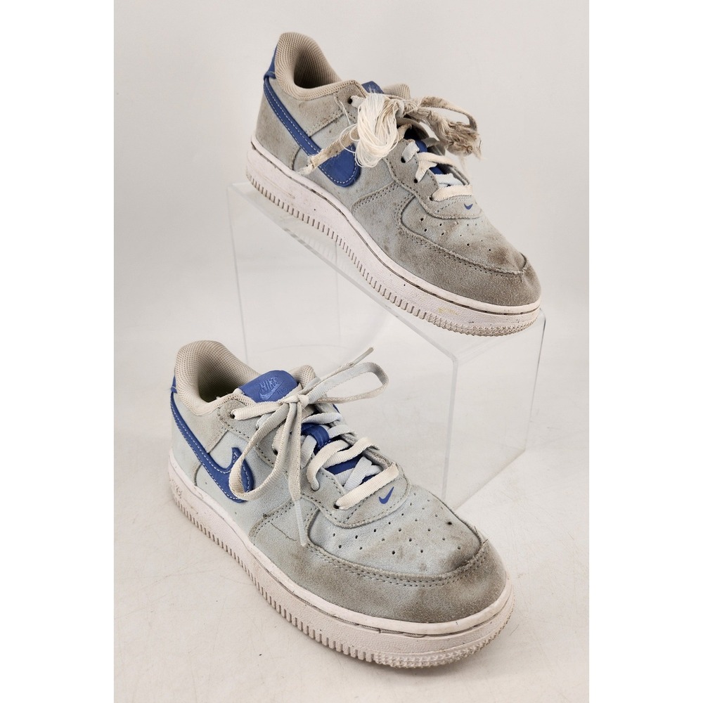 Nike Air Force 1 Low Kids Size 2Y Grey Suede Sneakers FN6970-423 Blue Tint Polar